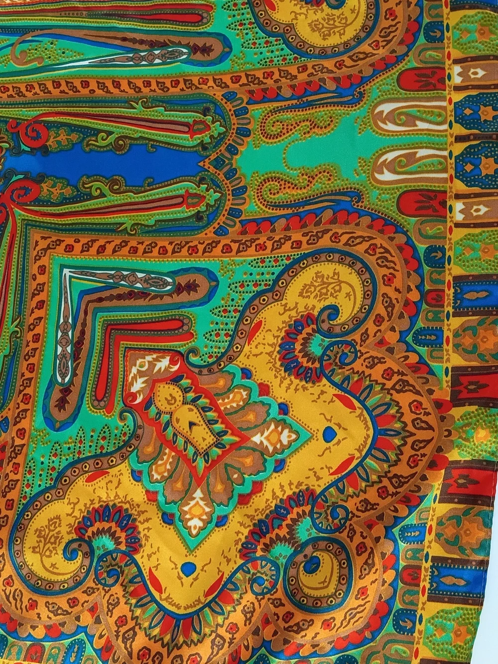 Cortciova Silk Feeling Polyester Scarf Vintage Paisley Multicolor Boho 34